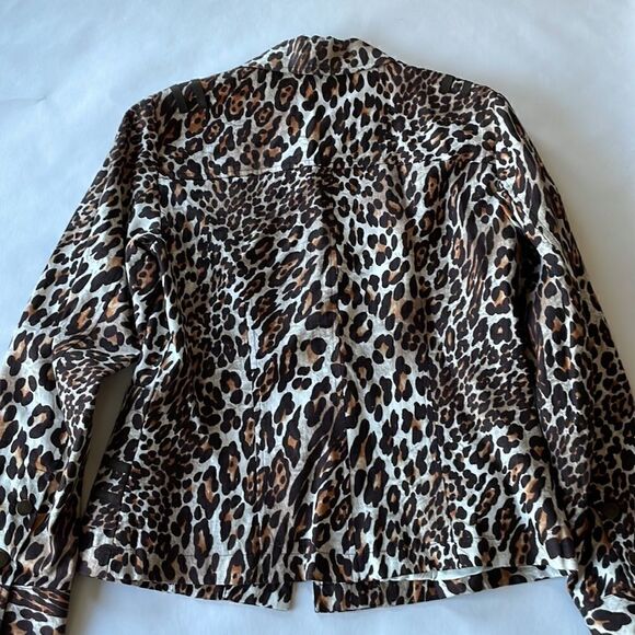 Animal Print Linen Blazer with Cool Details, Sz 6 - Picture 7 of 8